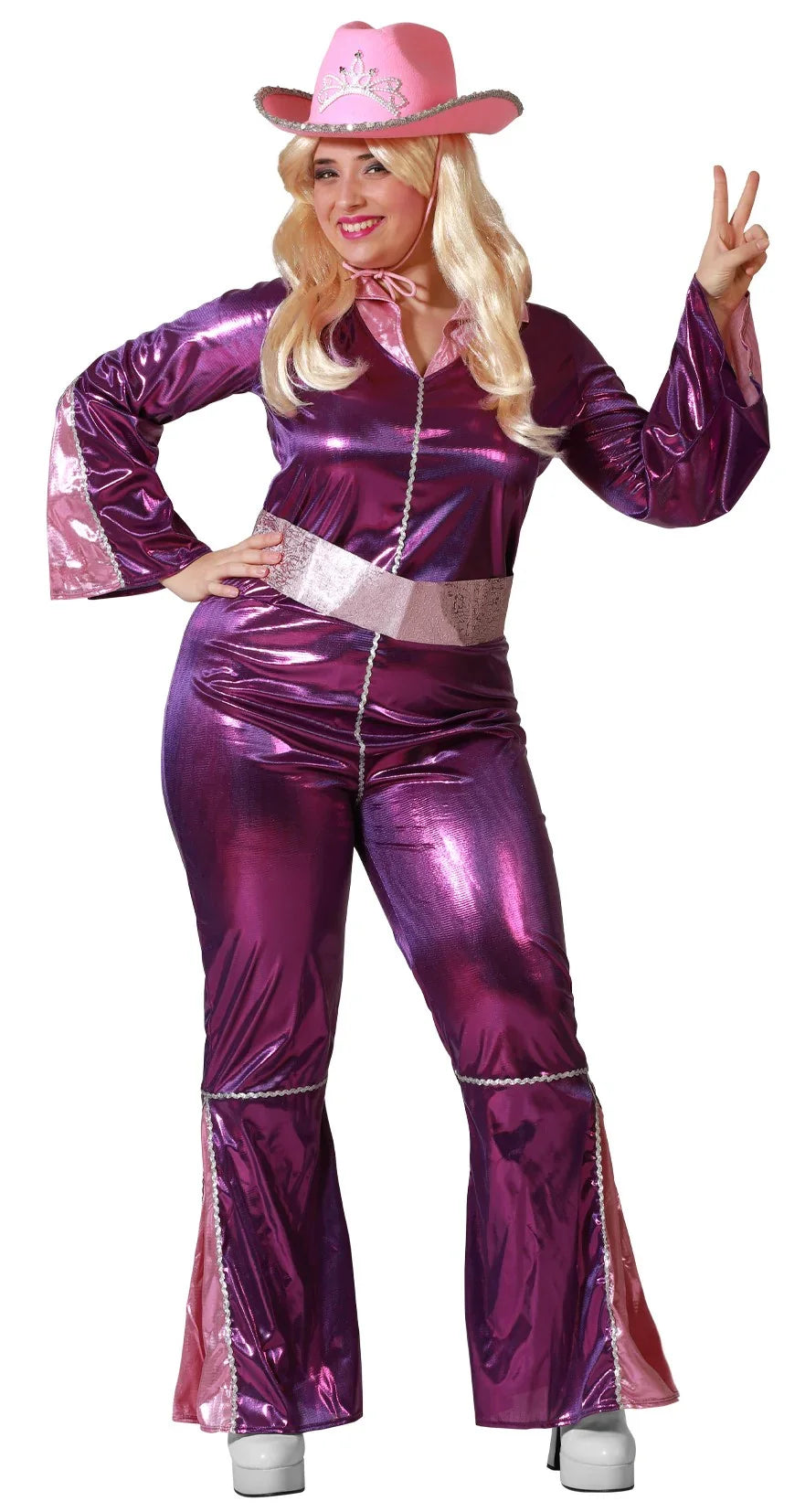 Disfraz Disco Años 70 Fucsia para Mujer Disco Atosa XL